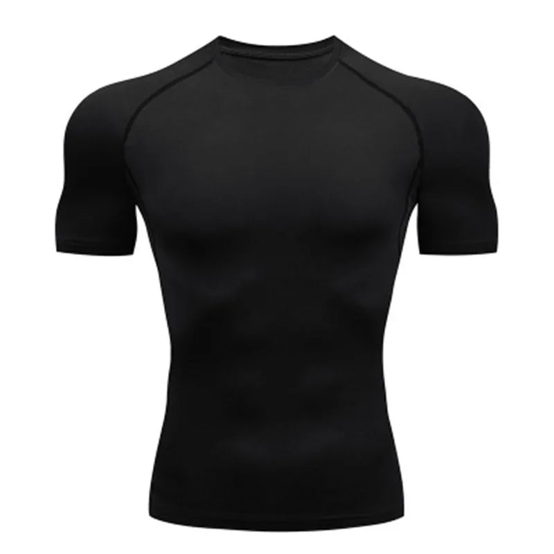 Men's compression running T-shirt fitness tight short sleeved T-shirt
