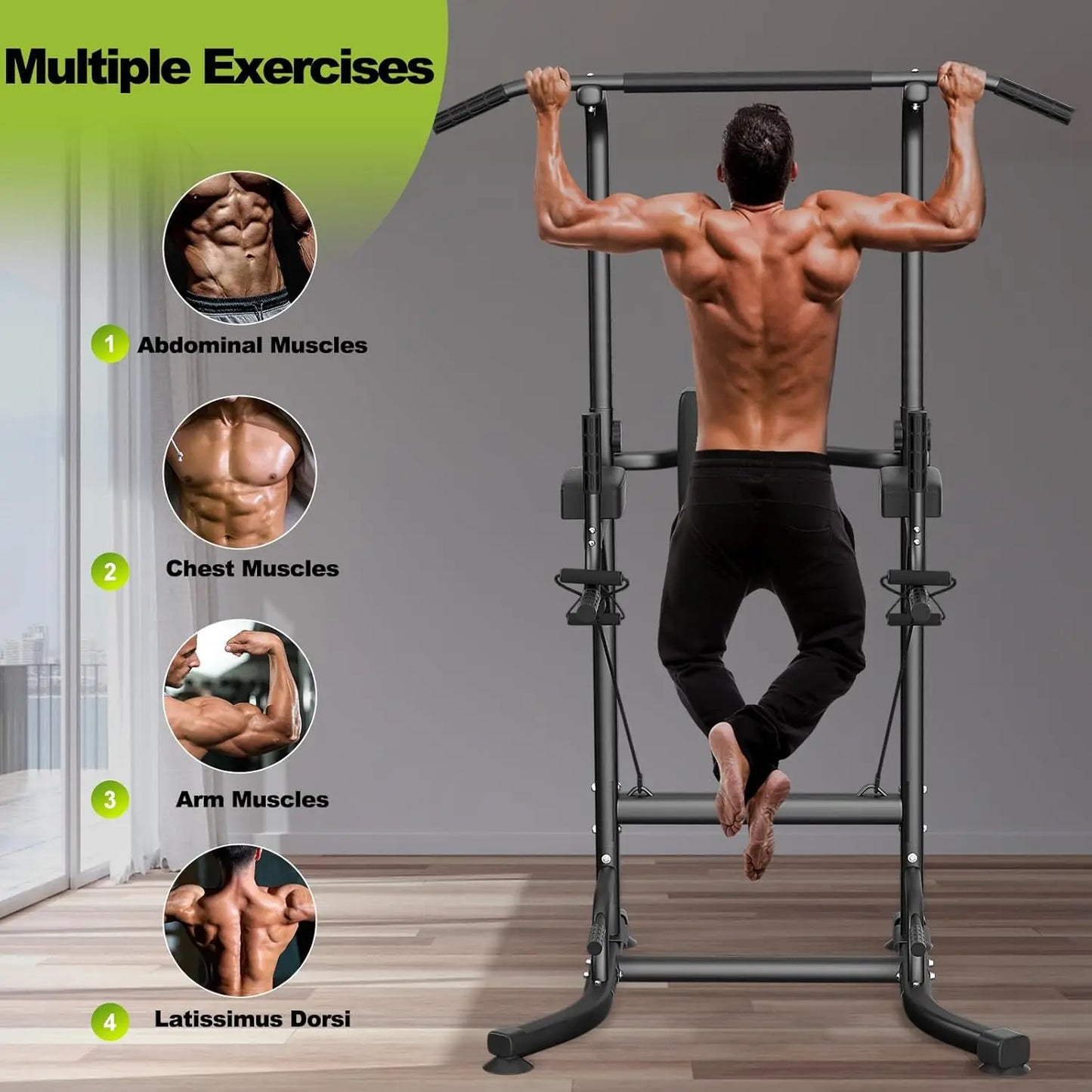 Power Tower Dip Station Pull Up Bar Multi Function Power Tower Push Up Workout Abdominal Exercise for Home Gym Strength Training