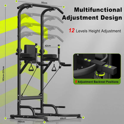 Power Tower Dip Station Pull Up Bar Multi Function Power Tower Push Up Workout Abdominal Exercise for Home Gym Strength Training