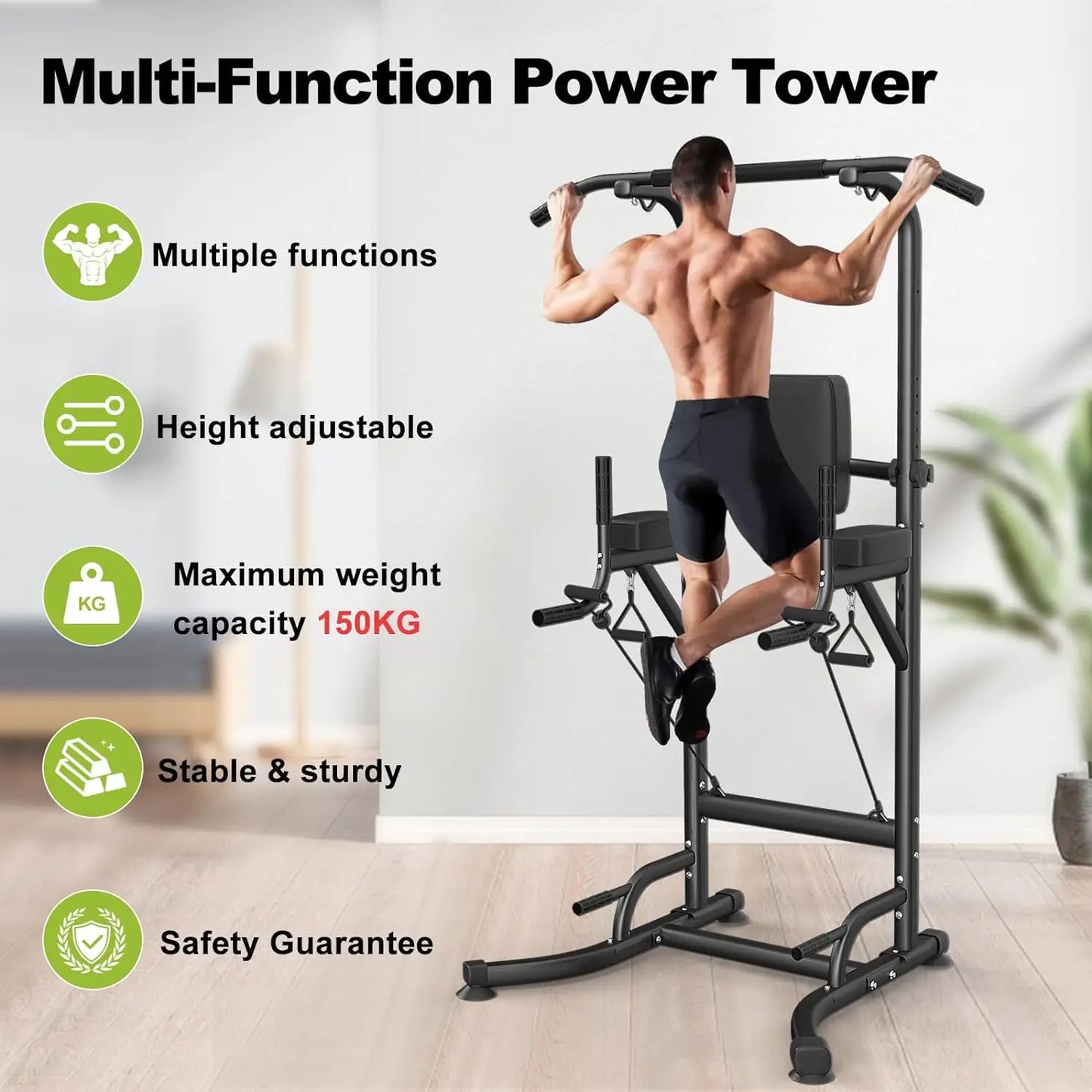 Power Tower Dip Station Pull Up Bar Multi Function Power Tower Push Up Workout Abdominal Exercise for Home Gym Strength Training