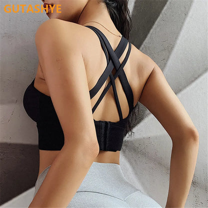 Gym Push Up Bra Women Sports Bra Back Closure High