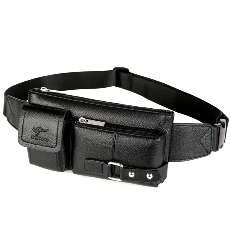 Waist Bag Men Leather Fanny Pack Chest Bag