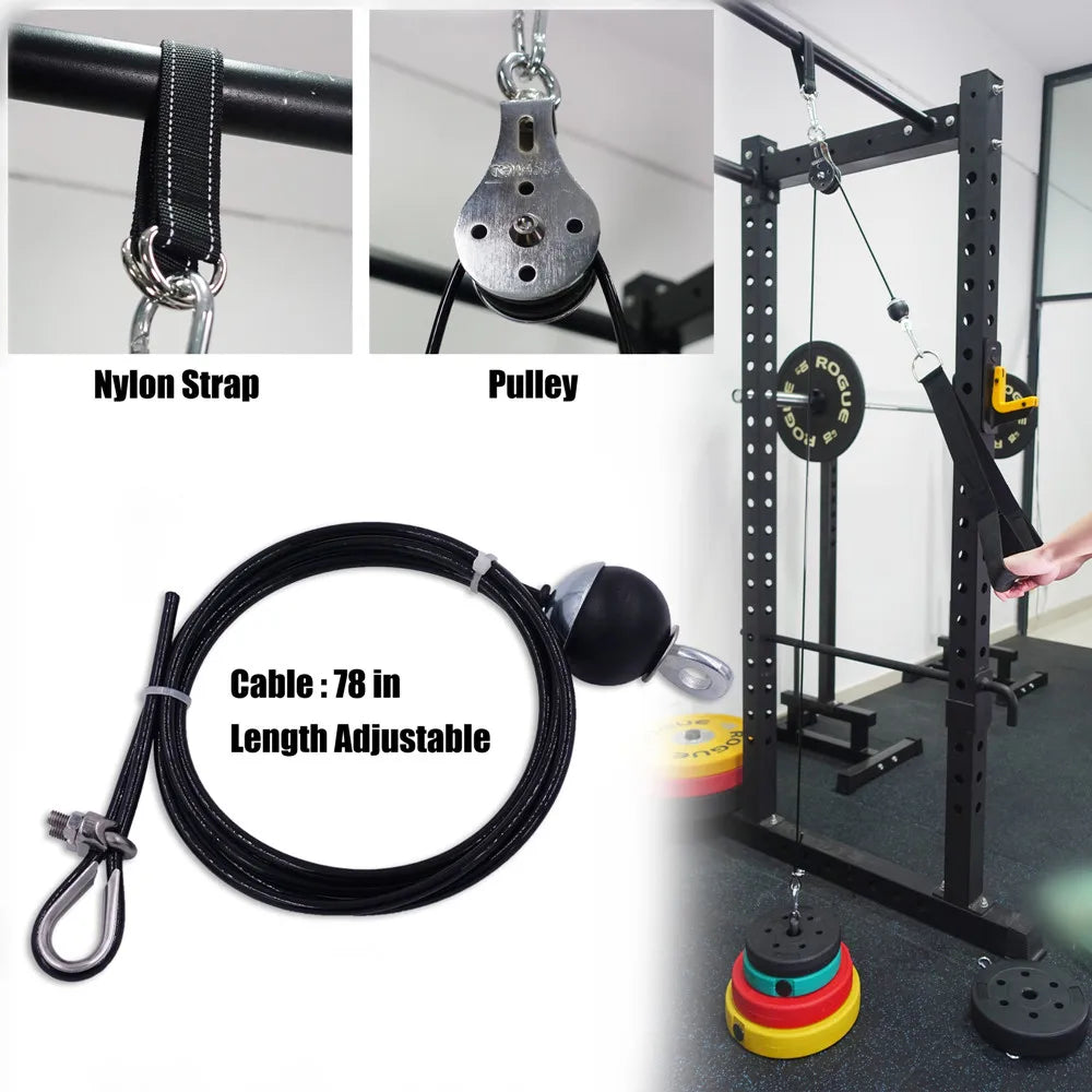 Fitness Pulley Cable System DIY Loading Pin Lifting Triceps Rope Machine Workout Adjustable Length Home Gym Sport Accessories