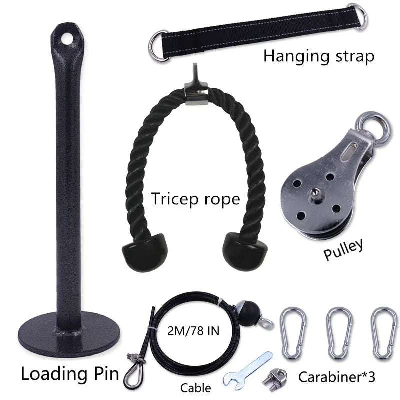 Fitness Pulley Cable System DIY Loading Pin Lifting Triceps Rope Machine Workout Adjustable Length Home Gym Sport Accessories