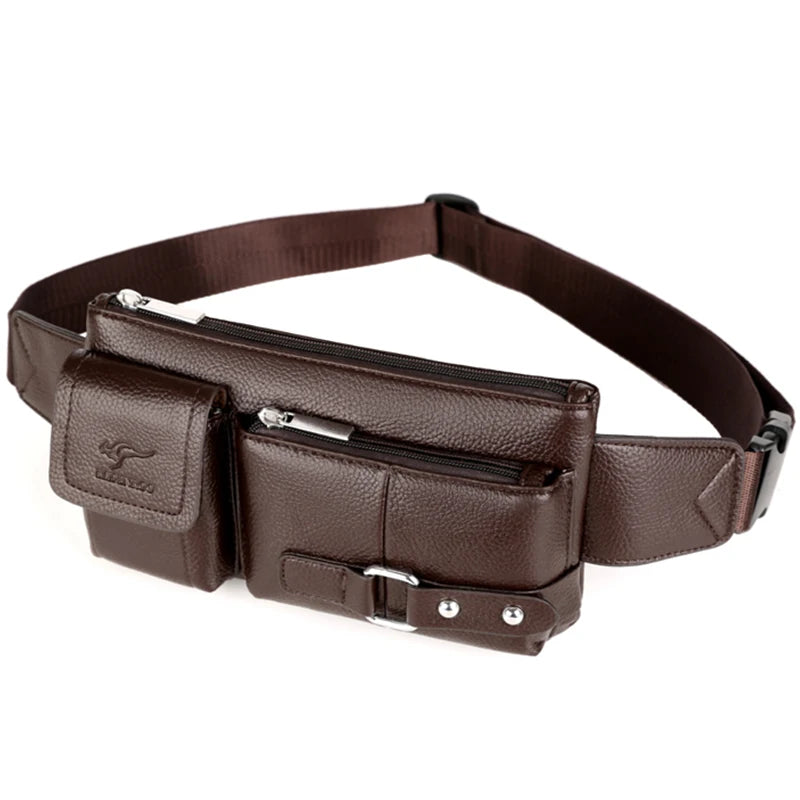 Waist Bag Men Leather Fanny Pack Chest Bag