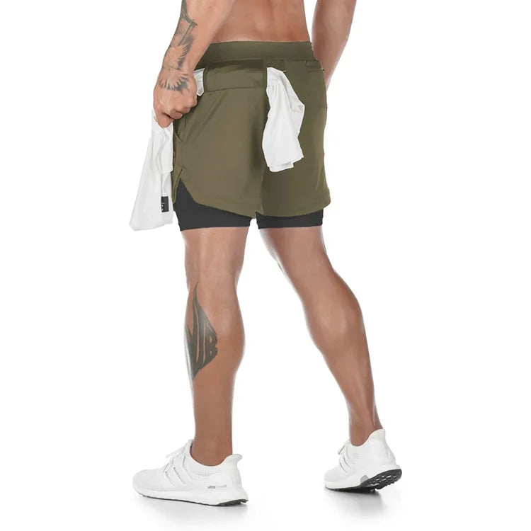 Camo Running Shorts Men Gym Sports Shorts 2 In 1 Quick Dry Workout Jogging Short/Pants