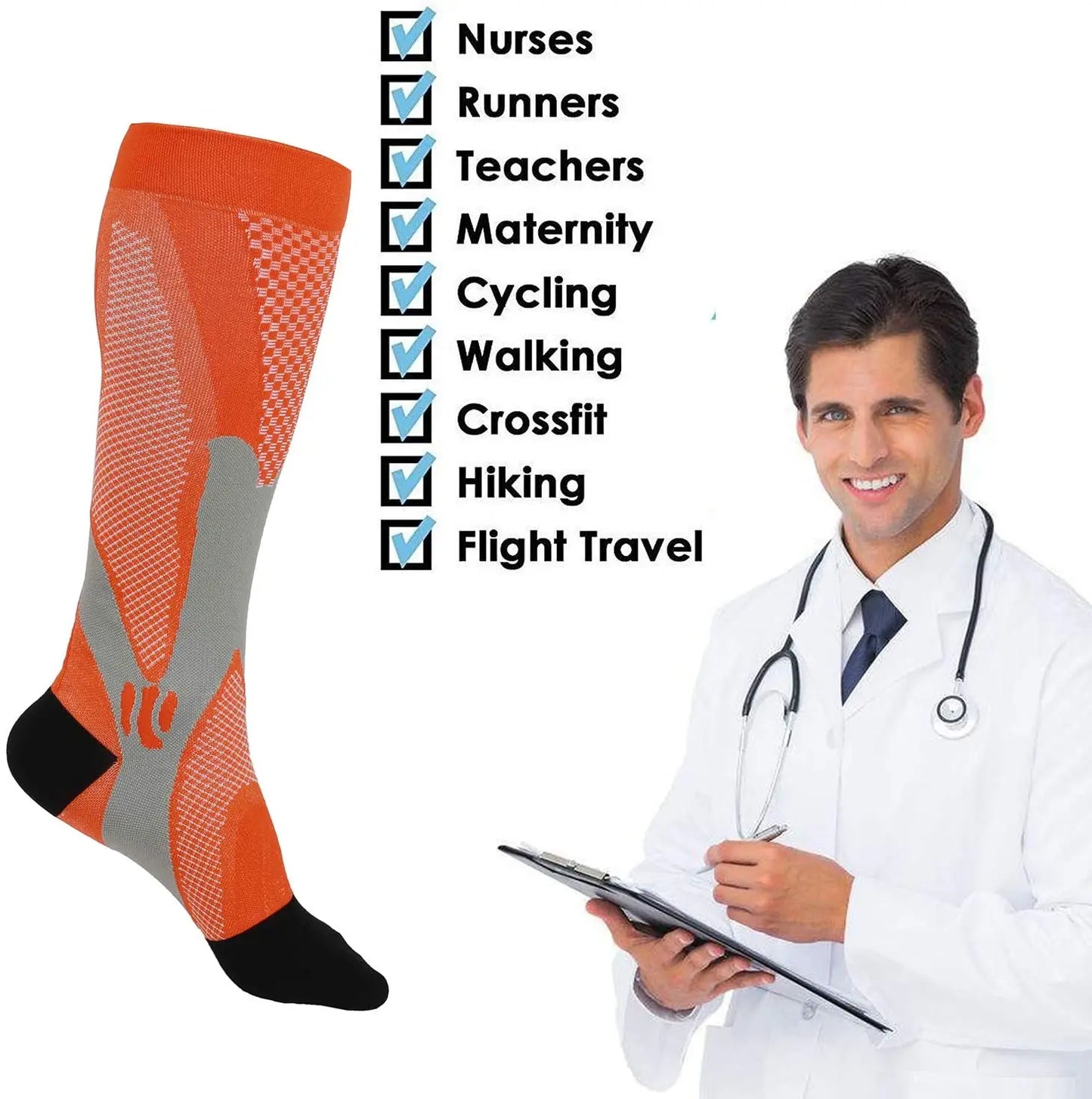 Running Compression Socks Stockings 20-30 mmhg Men Women Sports Socks