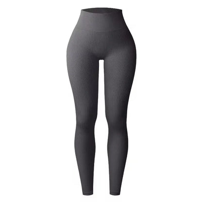 Women's seamless knitted thread yoga pants high waisted sports leggings hip lifting running training slimming