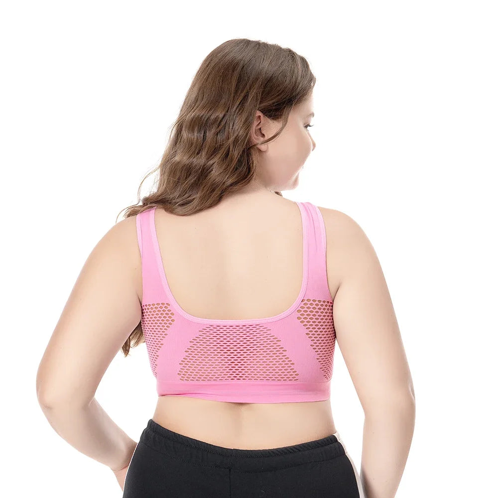 S-6XL Hollow Out Women Sport Bra Fitness Yoga Running Vest  Padded Crop Tops  No Wire-rim gym top bras