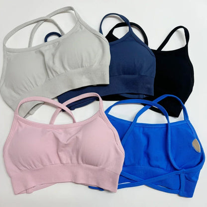 Dynamic Backless Sports Bra Women Seamless Yoga Top Bra Medium Support