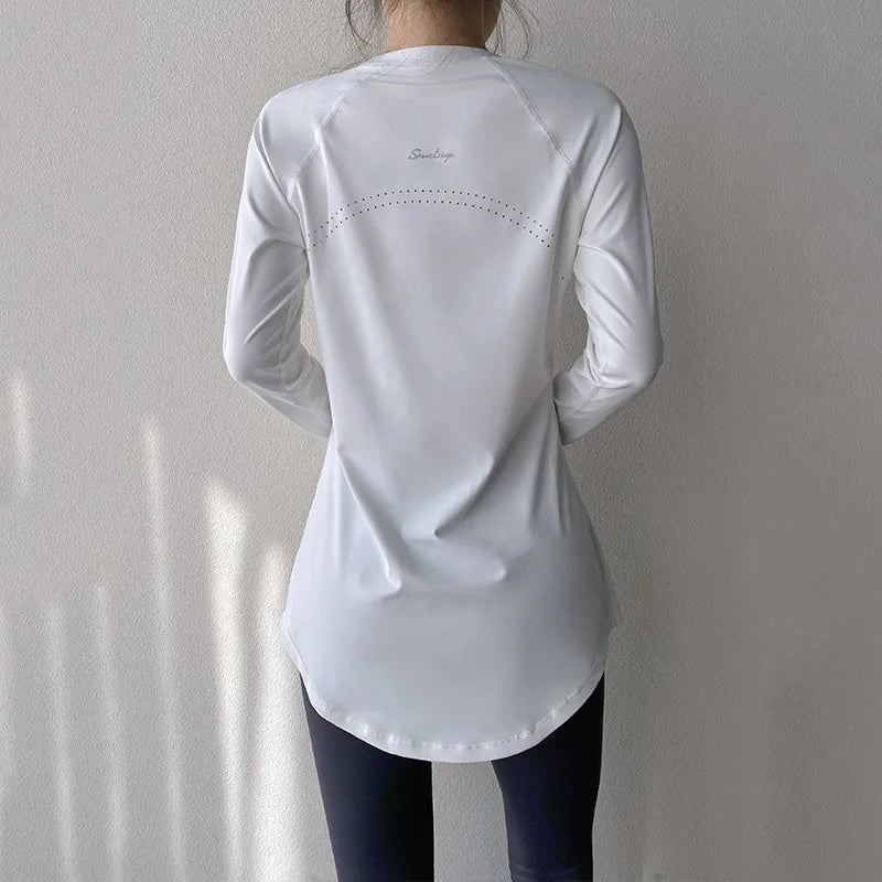 Long Sleeve Yoga Clothes Women 2024 Sportswear Woman Gym Running Blouses Shirts Sports Tops Fitness T-shirt