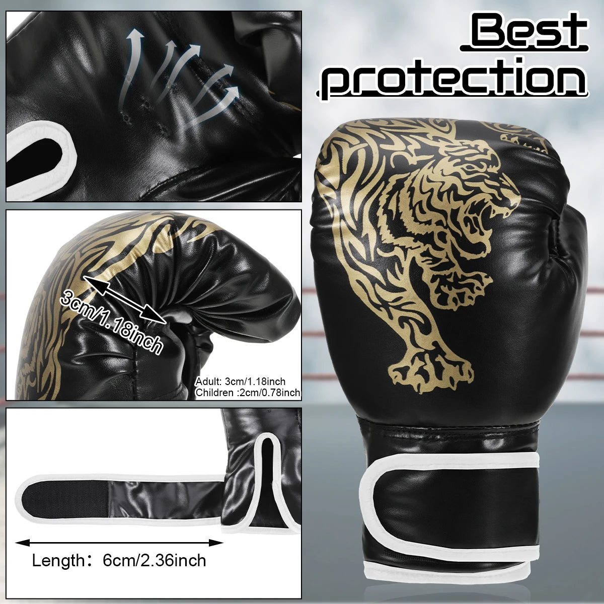 Adults Boxing Gloves Breathable PU Leather