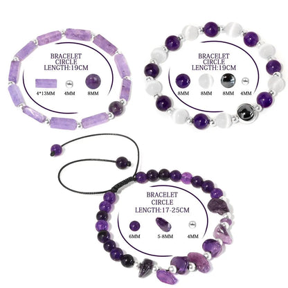 3pcs/Set Body-Purifying Amethyst Bracelet for Weight Loss,