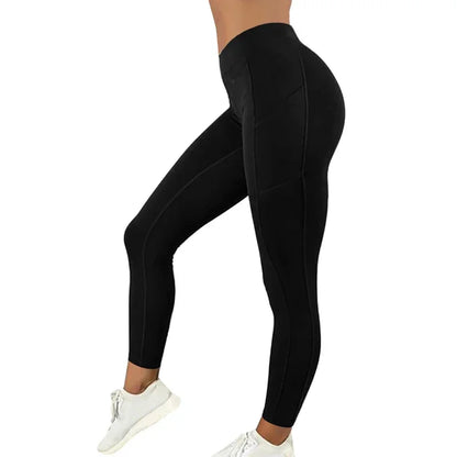 Plus Size Pocket Yoga Pants Women Solid Fitness Sports Leggings High Waist Elastic Gym Tights Female Running Trousers XXXL