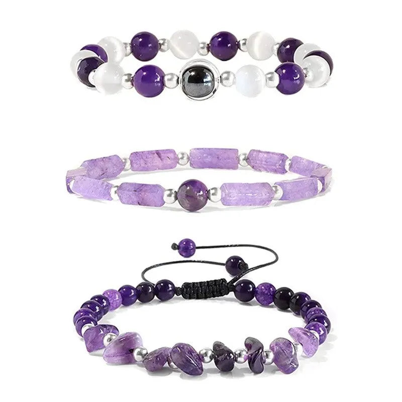 3pcs/Set Body-Purifying Amethyst Bracelet for Weight Loss,