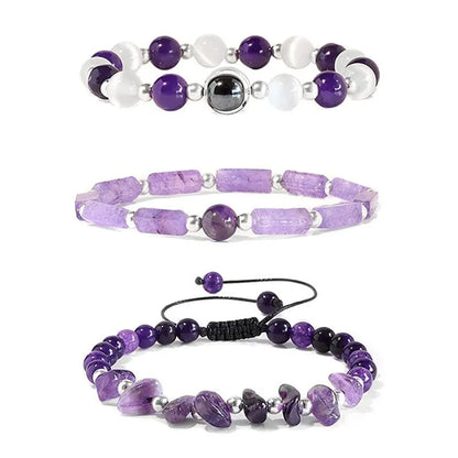 3pcs/Set Body-Purifying Amethyst Bracelet for Weight Loss,