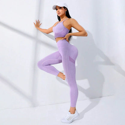 2Pcs Women's Yoga Fitness Set Seamless Breathable Activewear