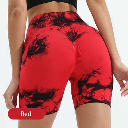 Yoga Shorts Seamless Tie Dye Push Up For Women High Waist quick-dry Fitness Workout Running Summer Cycling Sports Gym Shorts