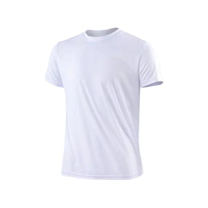 Men's Quick Dry Short Sleeve Round Neck T-Shirt Training Exercise Gym Sport Shirt Tops Lightweight