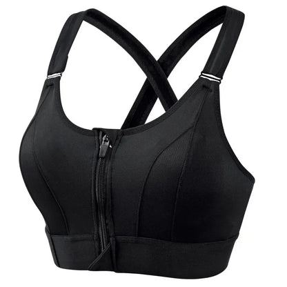 Front Zipper Adjustable Strap Shockproof Sports Bras