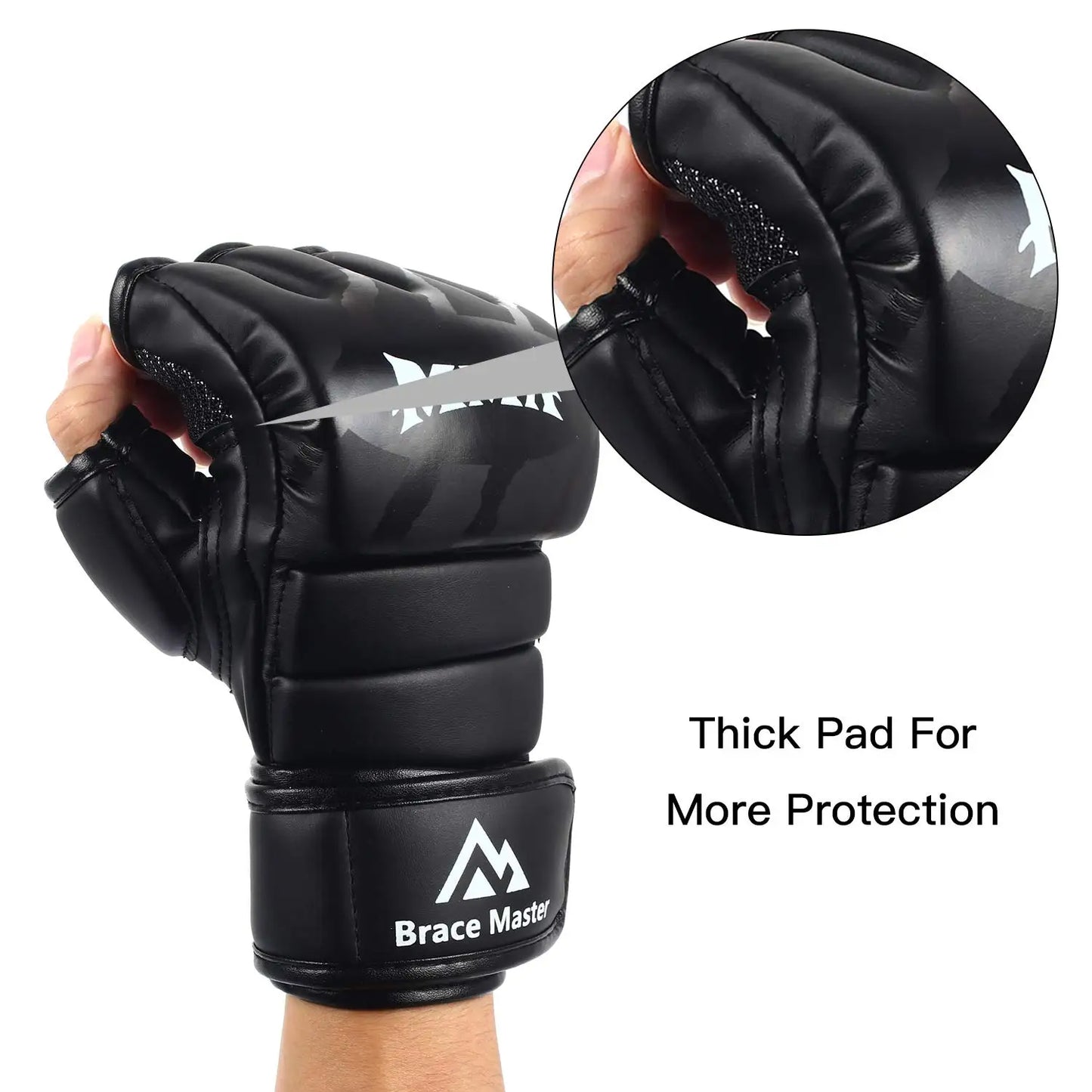 Half Finger Boxing Gloves PU Leather MMA Fighting Kick Boxing Gloves Karate Muay Thai Training Workout Gloves Men