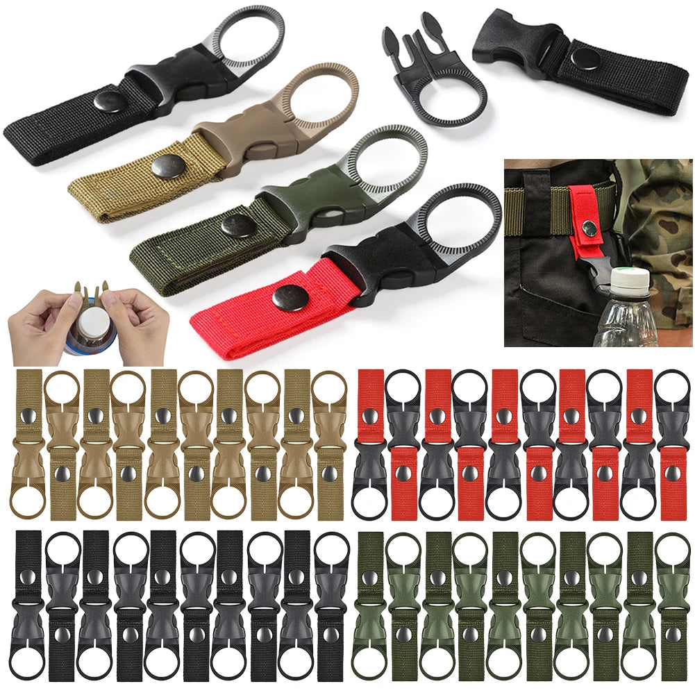 10Pcs Webbing Buckle Hook Water Bottle Holder Clip Outdoor  Nylon EDC Climb Carabiner Belt Backpack Hanger for Outdoor