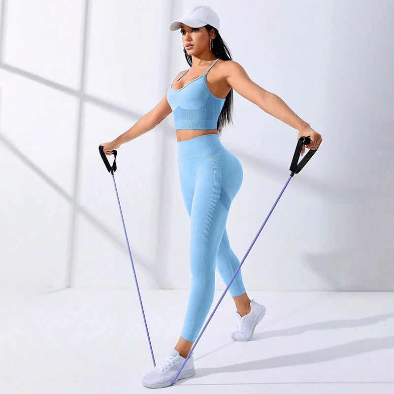 2Pcs Women's Yoga Fitness Set Seamless Breathable Activewear