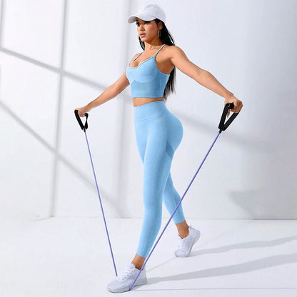 2Pcs Women's Yoga Fitness Set Seamless Breathable Activewear