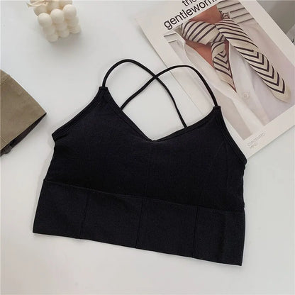 Women Cross Strap Sports Bra Top Women Push Up Sport Bra