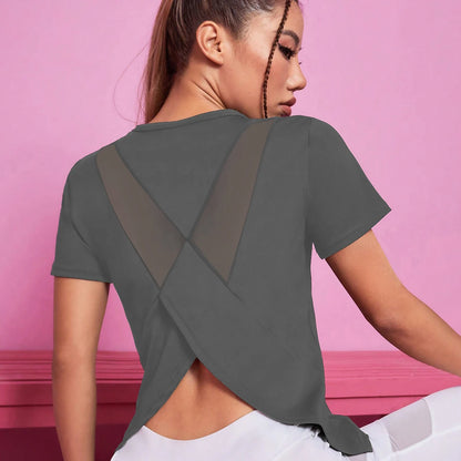 Women Seamless Yoga T-Shirt Female Fitness Crop Top