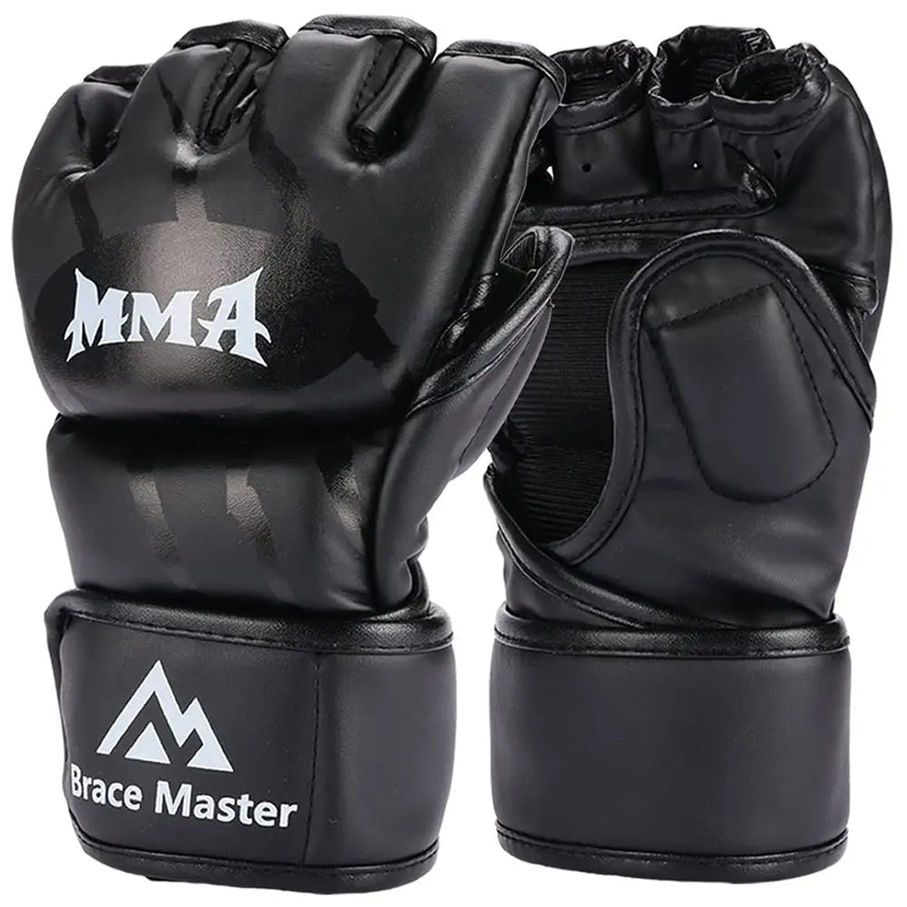 Half Finger Boxing Gloves PU Leather MMA Fighting Kick Boxing Gloves Karate Muay Thai Training Workout Gloves Men