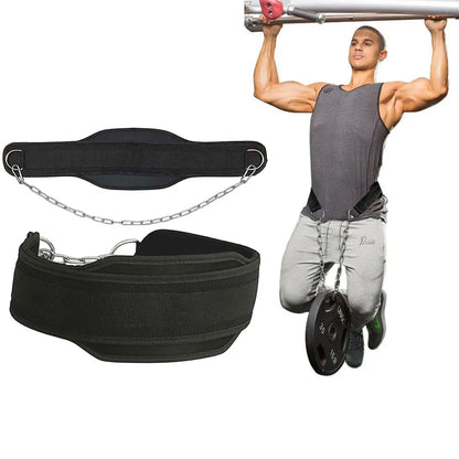 Weight Lifting Dip Belt Neoprene Back Gym Belt with Chain