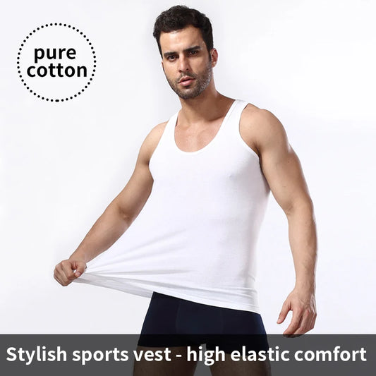 3/1 piece men's pure cotton vest fitness training jacket Four seasons