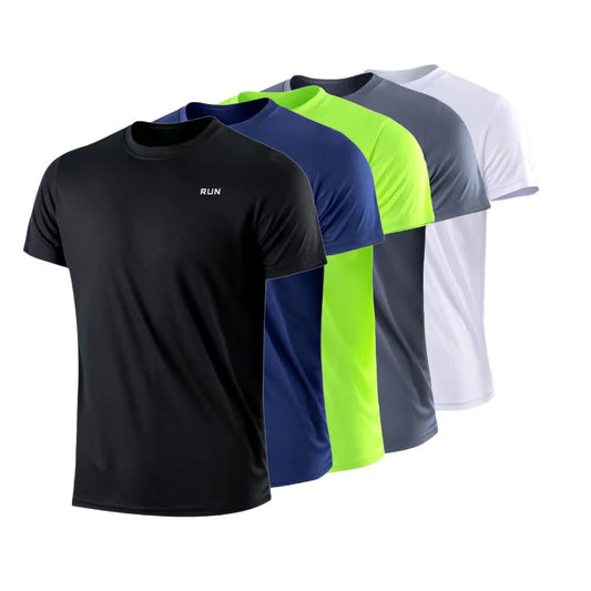 Men's Quick Dry Short Sleeve Round Neck T-Shirt Training Exercise Gym Sport Shirt Tops Lightweight