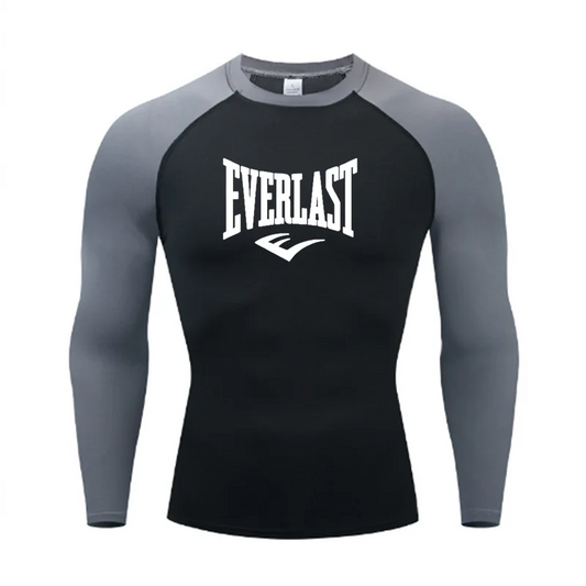 EVERLAST Mens long Sleeved Compression T-Shirt Sun Protection Second Leyer Skin Running Fitness Rash Prevention Training Clothes