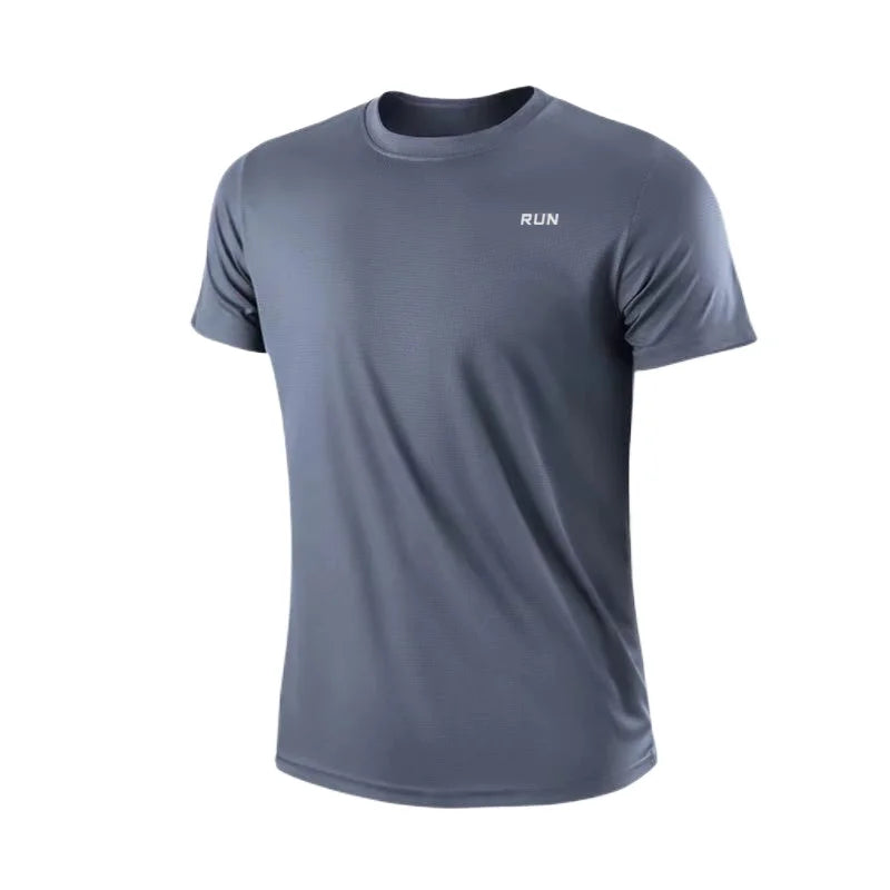 Men's Quick Dry Short Sleeve Round Neck T-Shirt Training Exercise Gym Sport Shirt Tops Lightweight