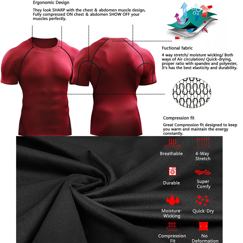 2024 Compression T Shirt Men Summer Sportswear Running T-shirt
