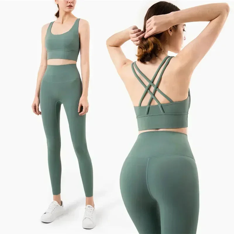 Sportswear Yoga Clothes Set Leggings and Tops Fitness Sports Suits Gym Clothing Bra Pants Sets