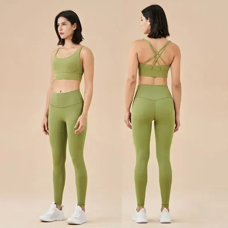 Sportswear Yoga Clothes Set Leggings and Tops Fitness Sports Suits Gym Clothing Bra Pants Sets