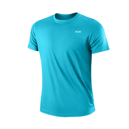 Men's Quick Dry Short Sleeve Round Neck T-Shirt Training Exercise Gym Sport Shirt Tops Lightweight