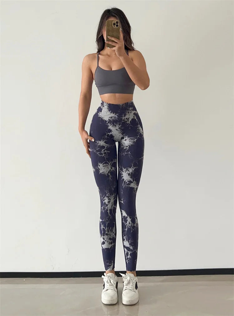 Seamless Peach Lifting Hip Tie Dyed Fitness Yoga Pants