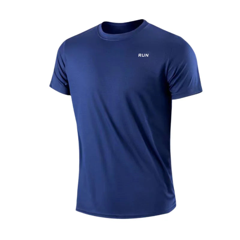 Men's Quick Dry Short Sleeve Round Neck T-Shirt Training Exercise Gym Sport Shirt Tops Lightweight
