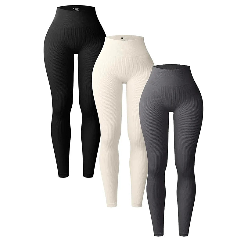 Women's seamless knitted thread yoga pants high waisted sports leggings hip lifting running training slimming