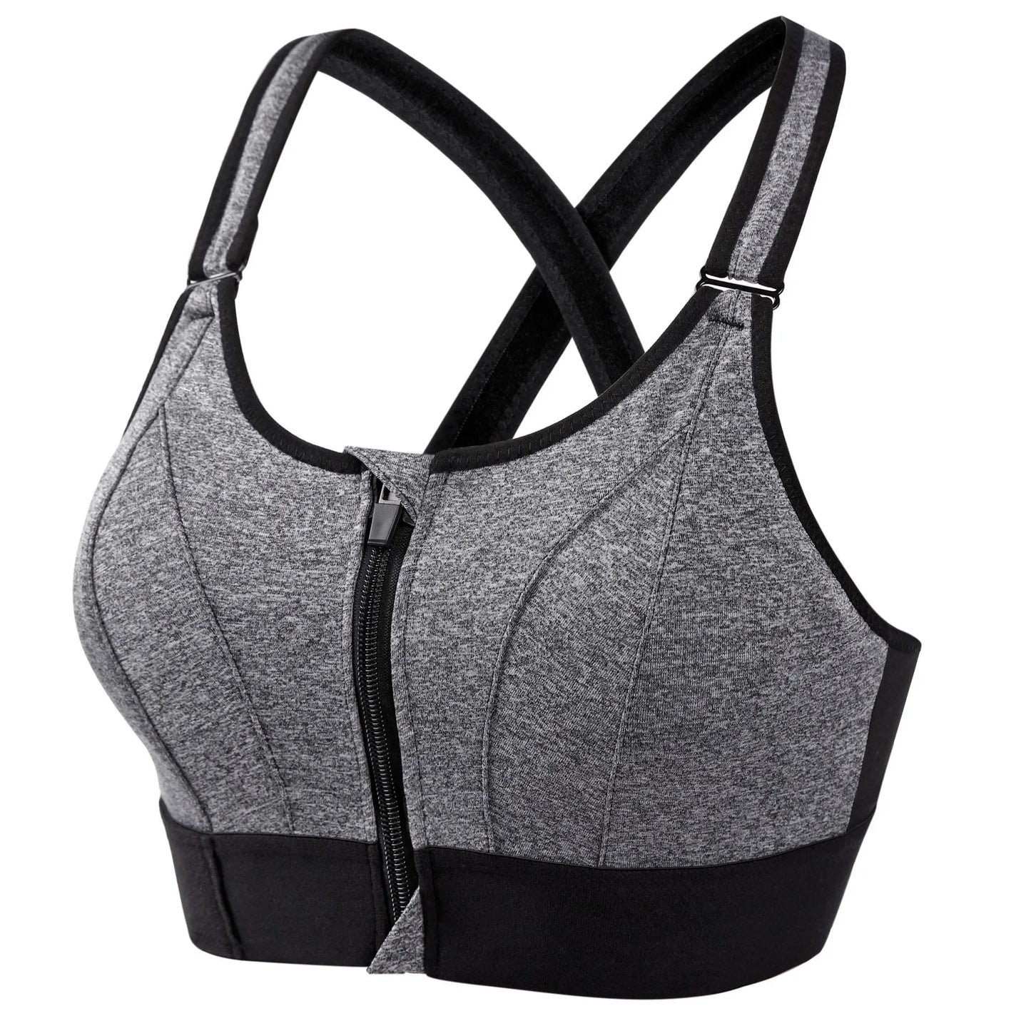 Front Zipper Adjustable Strap Shockproof Sports Bras