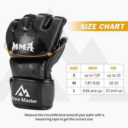 Half Finger Boxing Gloves PU Leather MMA Fighting Kick Boxing Gloves Karate Muay Thai Training Workout Gloves Men