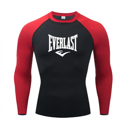 EVERLAST Mens long Sleeved Compression T-Shirt Sun Protection Second Leyer Skin Running Fitness Rash Prevention Training Clothes