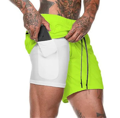 Men Sport Shorts  Sportswear Double-deck Running Shorts 2 In 1