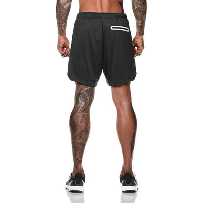 Men Sport Shorts  Sportswear Double-deck Running Shorts 2 In 1