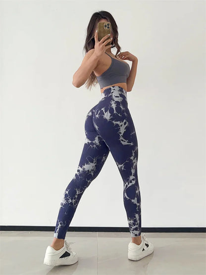 Seamless Peach Lifting Hip Tie Dyed Fitness Yoga Pants