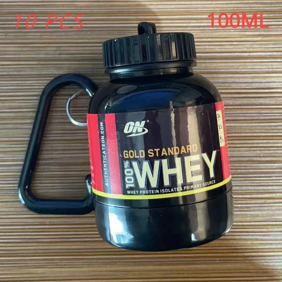 10PCS Portable Protein Powder Bottle With Whey Keychain Health Funnel Medicine Box Small Water Cup Outdoor camping Container